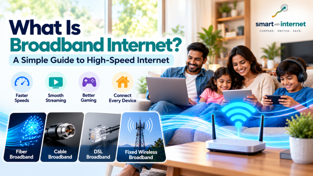 What is broadband internet with fiber, cable, DSL and fixed wireless connections for home internet